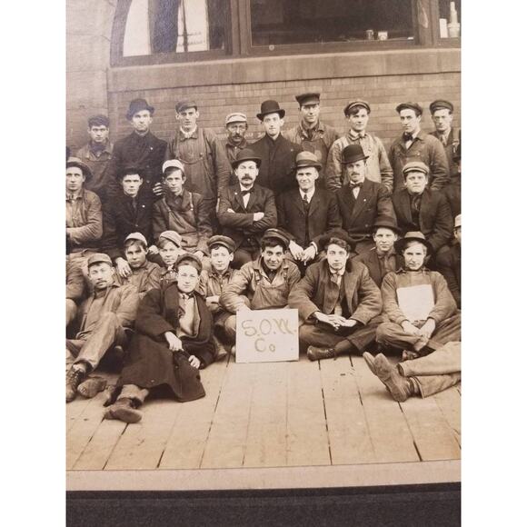 Antique Photograph, Men's Group S.O.W. Co, Vintage Photo, Photographer Prop, - Picture 3 of 4